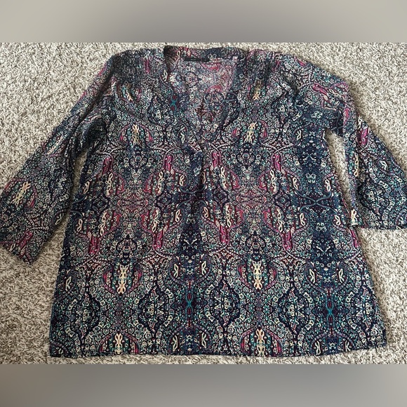 a.n.a by JCPenney Women’s Boho Tunic Top Paisley Print Long Sleeve Size Medium - Picture 4 of 5
